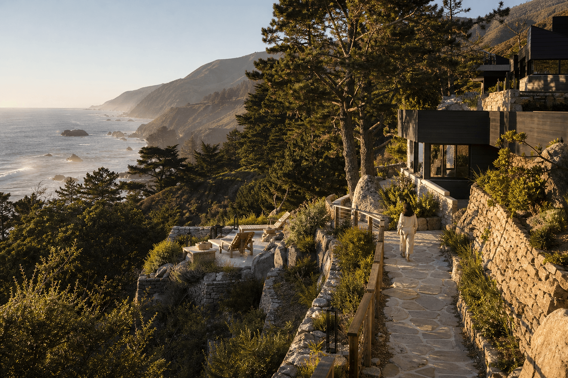 The Big Sur landscape and coastline surrounding Aster House